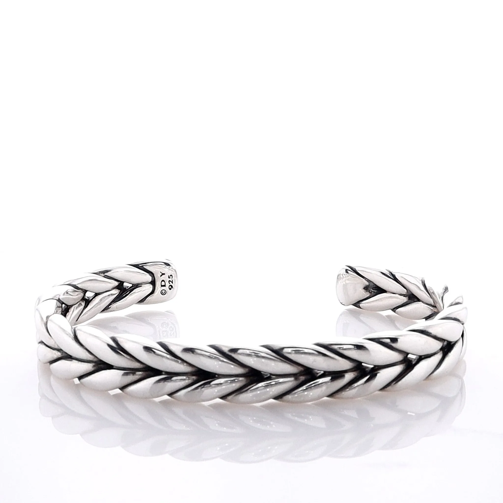 Estate David Yurman Sterling Mens Chevron Wove Cuff Bracelet