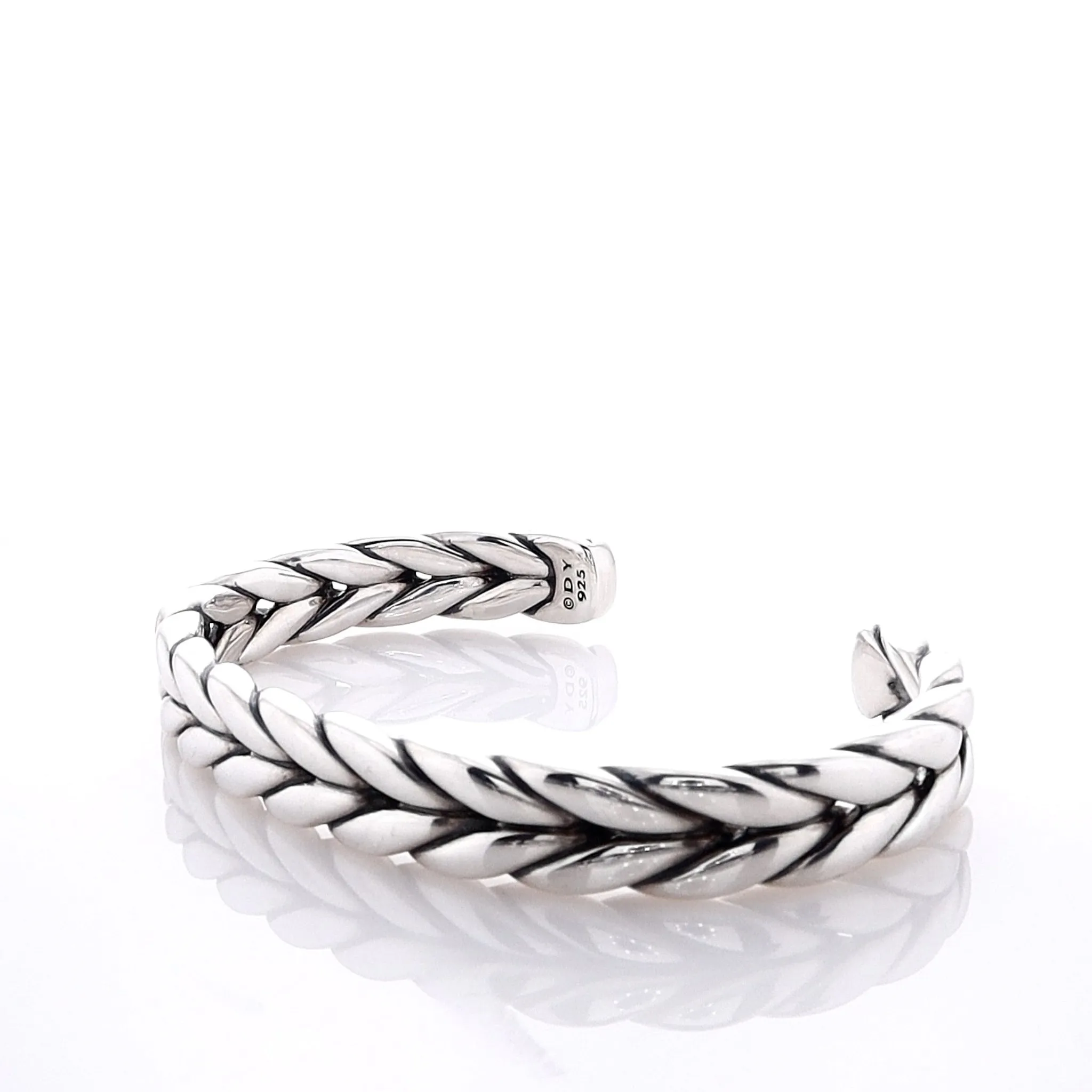 Estate David Yurman Sterling Mens Chevron Wove Cuff Bracelet