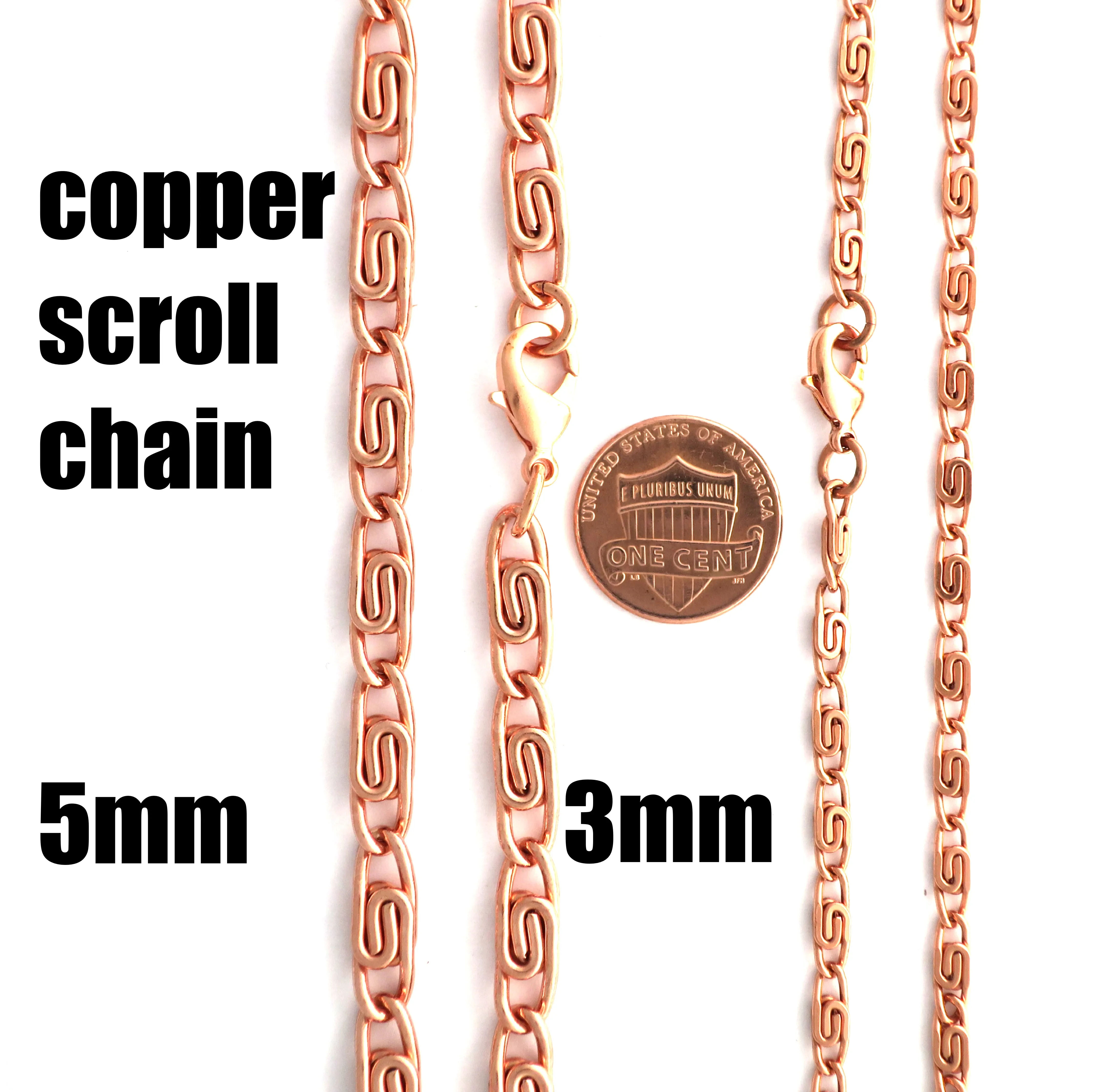 Fine Scroll Chain Copper Jewelry Set SET61 Solid Copper Chain Necklace And Bracelet