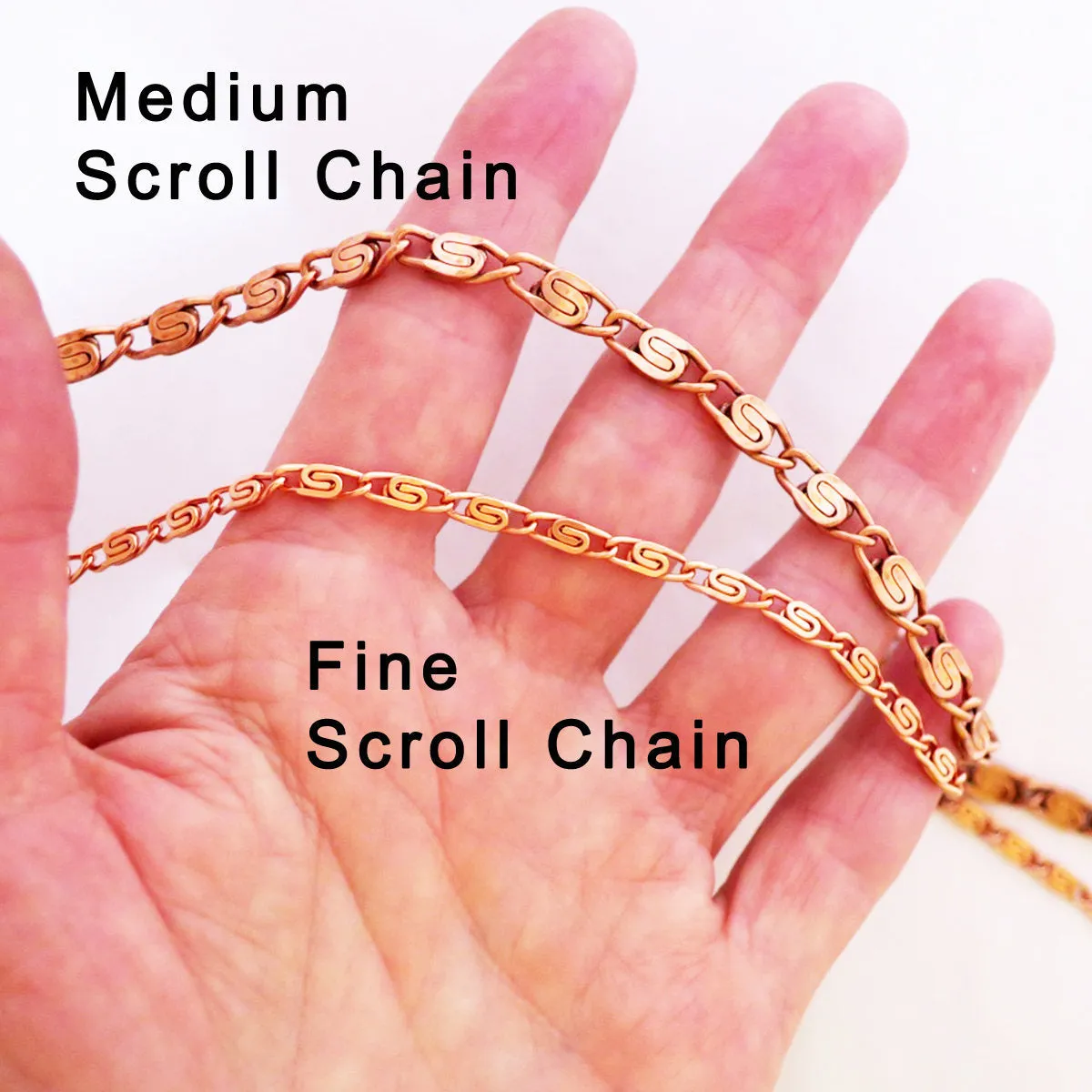 Fine Scroll Chain Copper Jewelry Set SET61 Solid Copper Chain Necklace And Bracelet