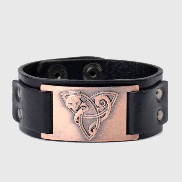 Fylgja Fox Triquetra Leather Bracelet