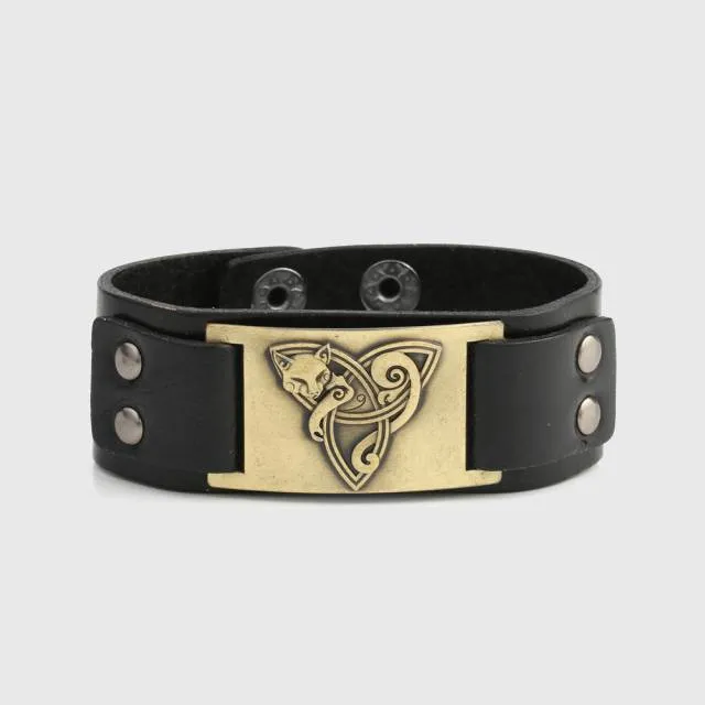 Fylgja Fox Triquetra Leather Bracelet