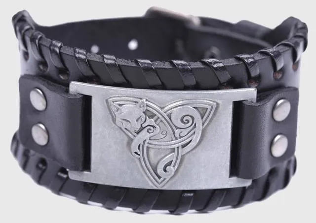 Fylgja Fox Triquetra Leather Bracelet