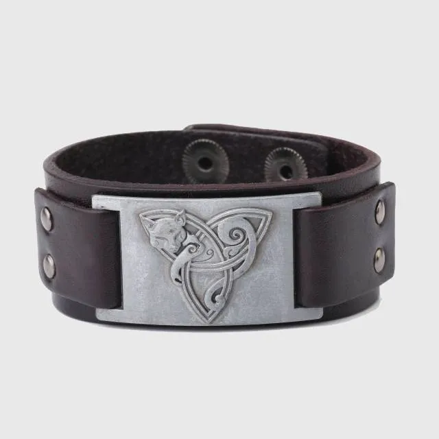 Fylgja Fox Triquetra Leather Bracelet