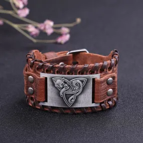 Fylgja Fox Triquetra Leather Bracelet