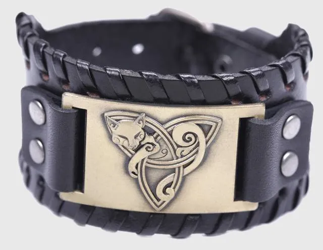 Fylgja Fox Triquetra Leather Bracelet