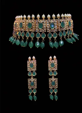 Gauhar hyderabadi choker in green     ( READY TO SHIP )