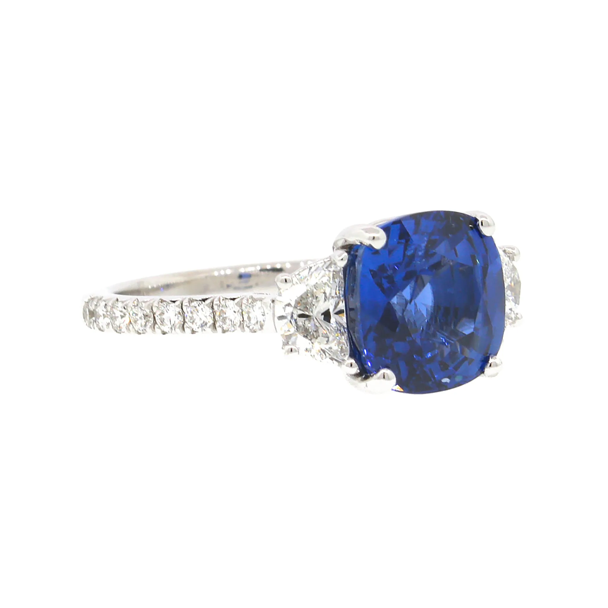 GIA Certified Sapphire and Diamond Engagement Ring