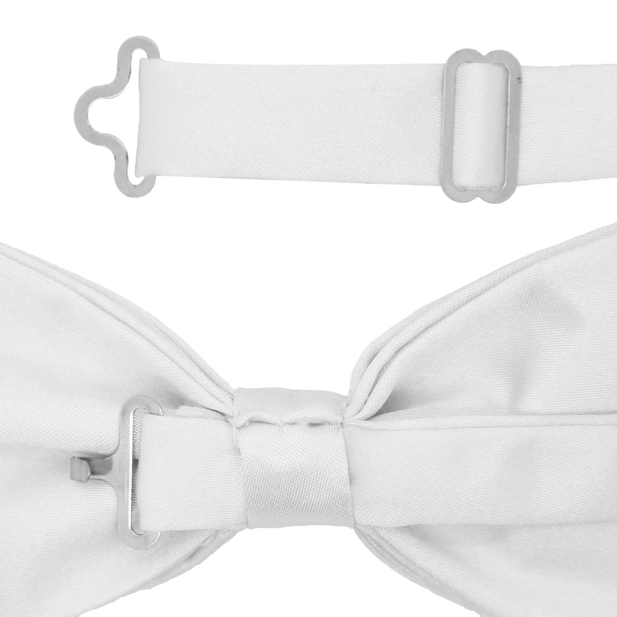 Gia White Satin Adjustable Bowtie