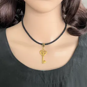 Gold Key Cross Choker