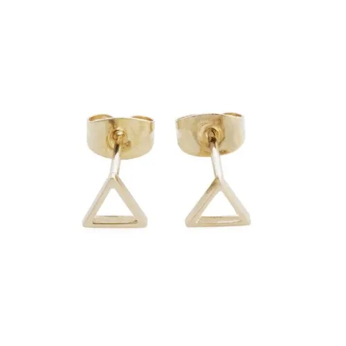 Gold Open Triangle Stud Earrings