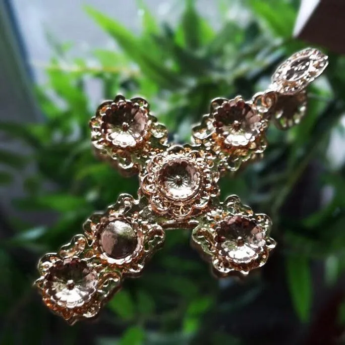 Golden Opulence Cross Earrings