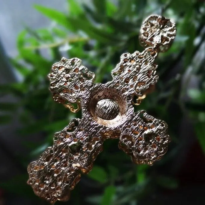 Golden Opulence Cross Earrings