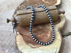 Handmade 6 MM Round Navajo Sterling Pearl 18 Necklace