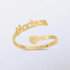 Heart Adjustable Name Ring