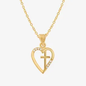 Heart And Cross Necklace | 18K Gold Vermeil