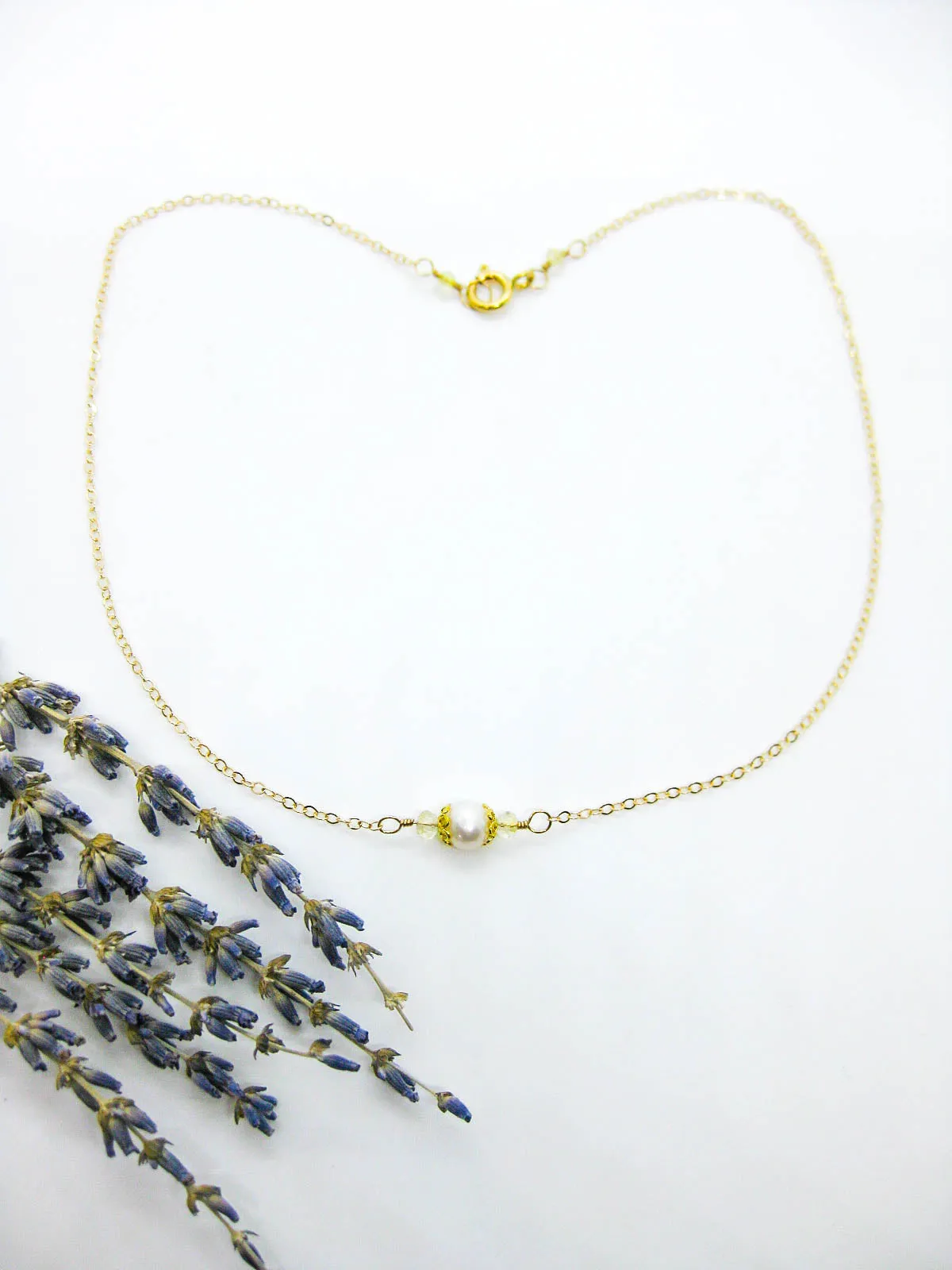 Heather: Citrine Pearl Choker - n593