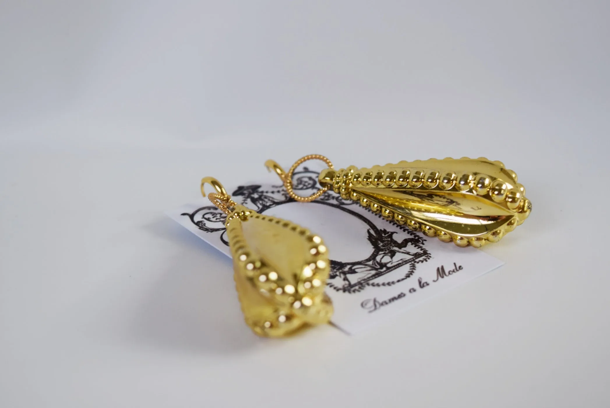 Huge 1830s Golden Drop Earrings