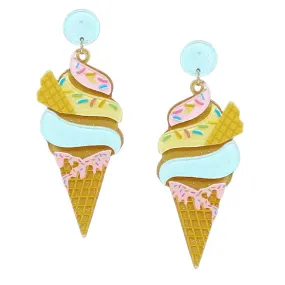 Ice Cream Cone Acrylic Earrings