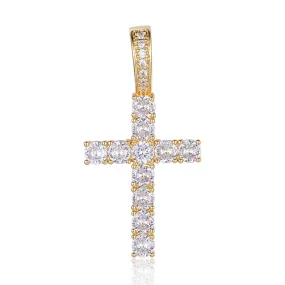 Iced Out Cross Pendant - Gold