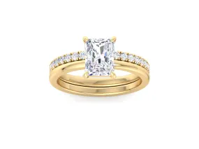 IGI Certified 2.0Ct 14K Rose Gold Radiant Cut Diamond Ring sets