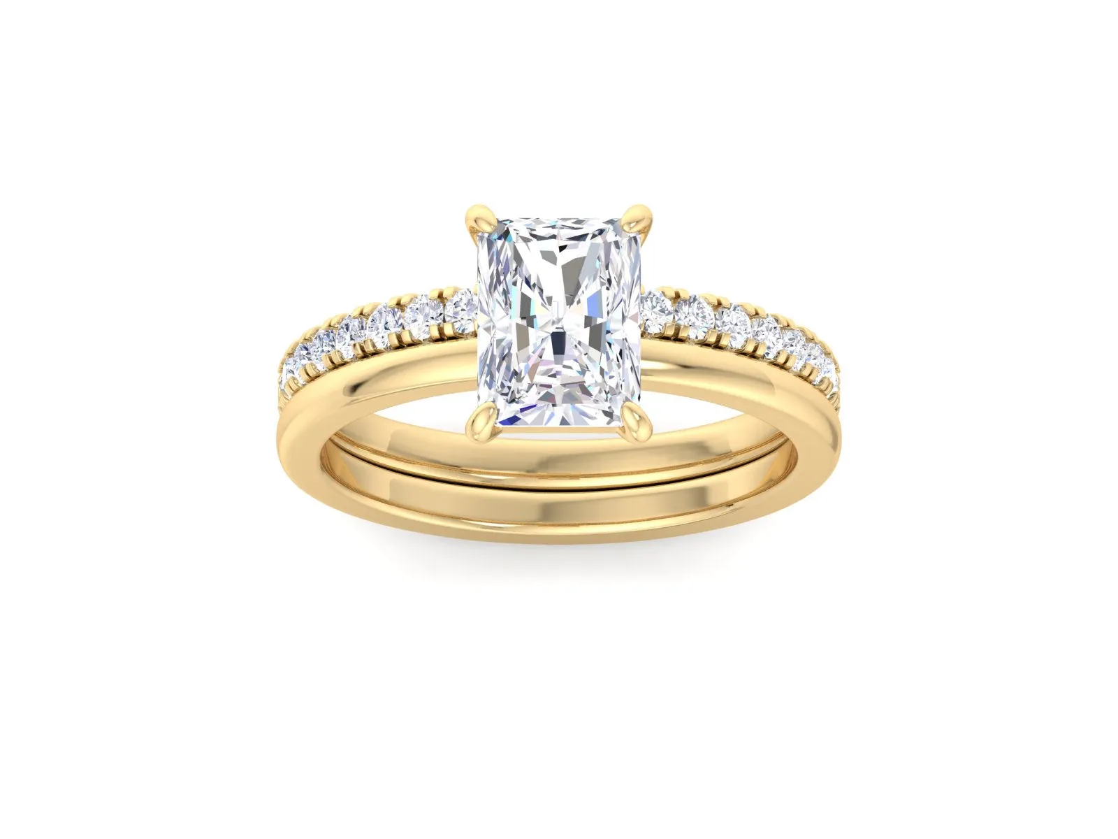 IGI Certified 2.0Ct 14K Rose Gold Radiant Cut Diamond Ring sets