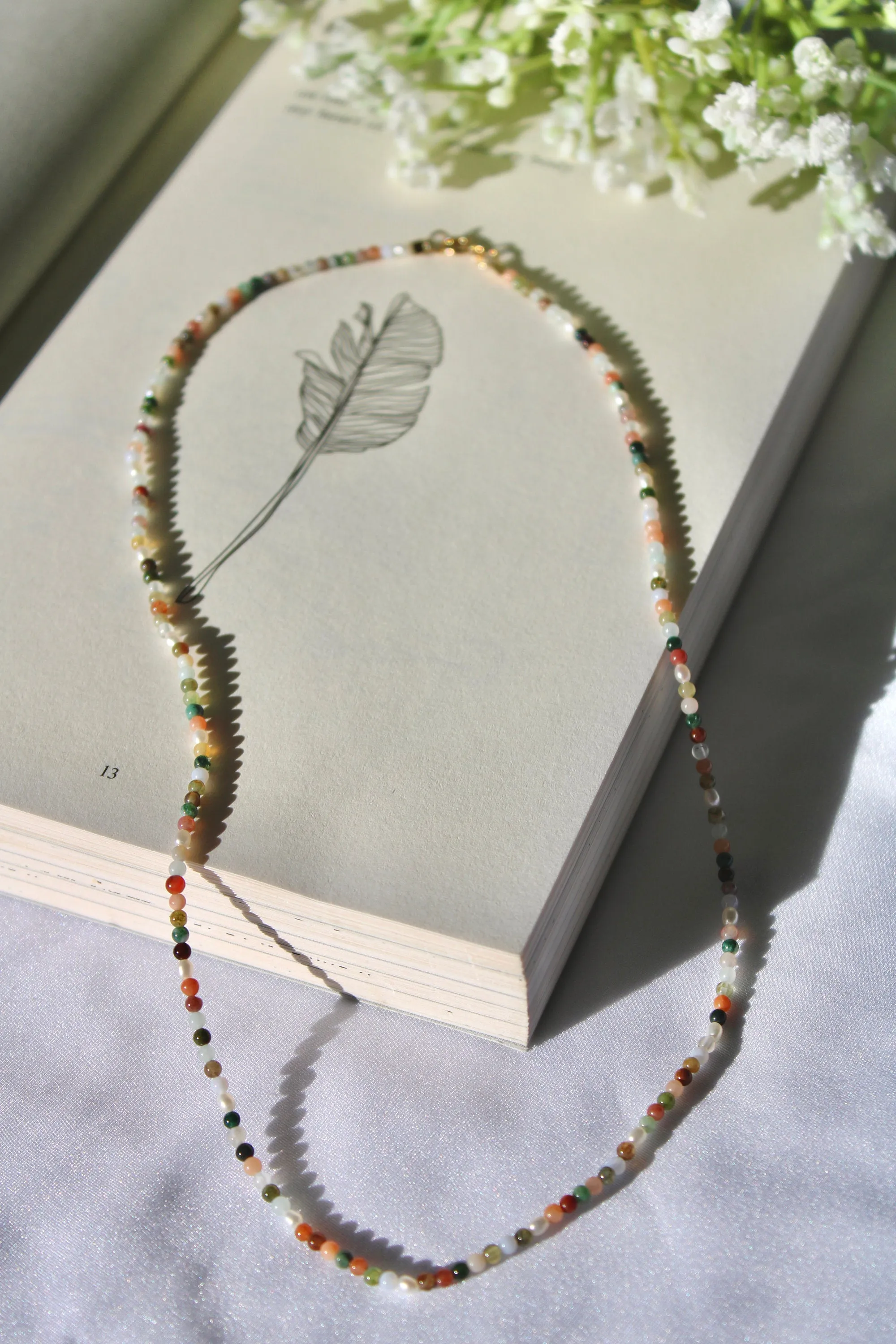 Indian Agate Pearl Beaded Necklace