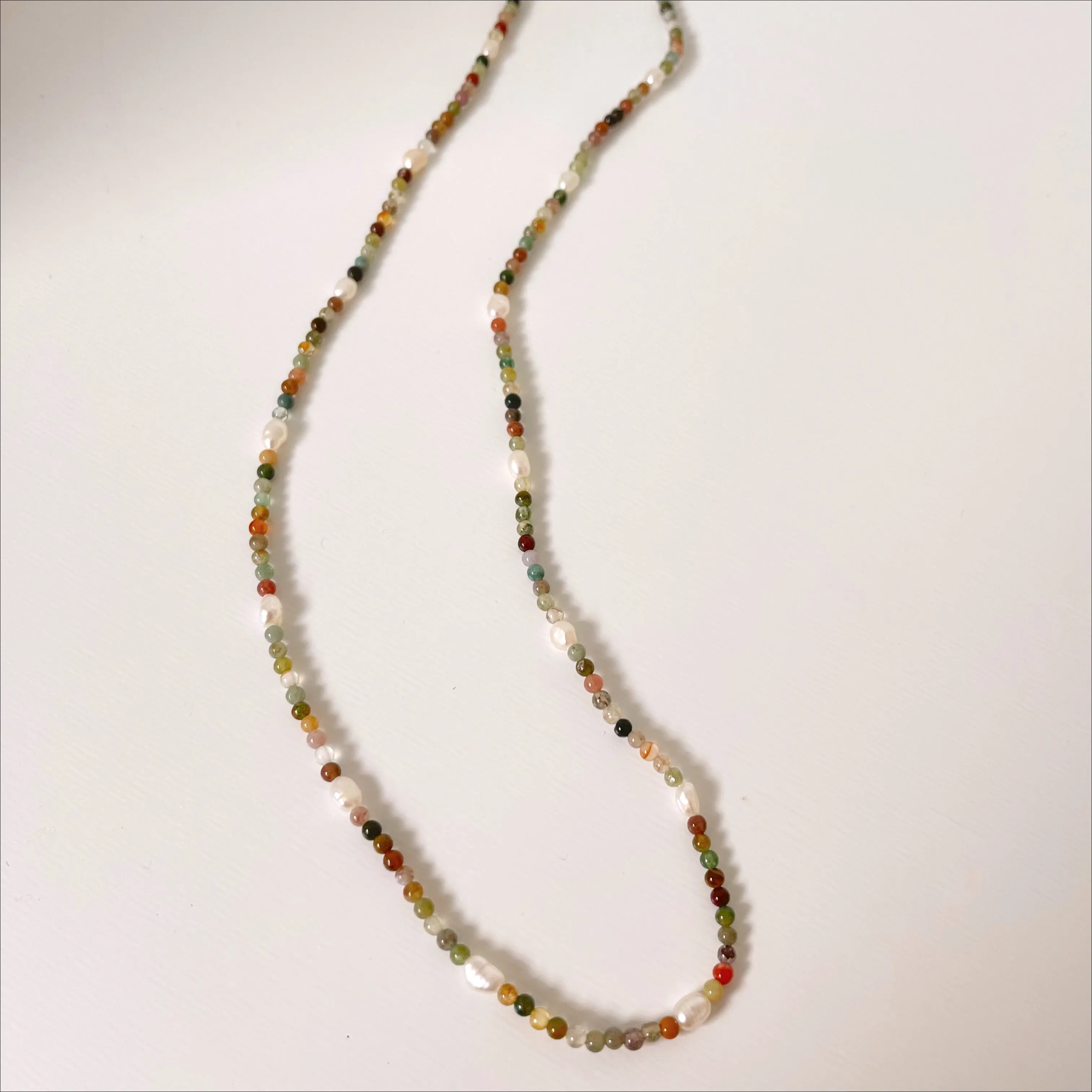 Indian Agate Pearl Beaded Necklace