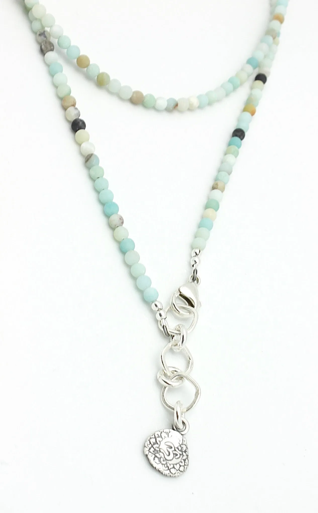 Inner Spirit:  Om Amazonite Beaded Necklace or Wrap Bracelet