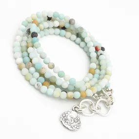 Inner Spirit:  Om Amazonite Beaded Necklace or Wrap Bracelet