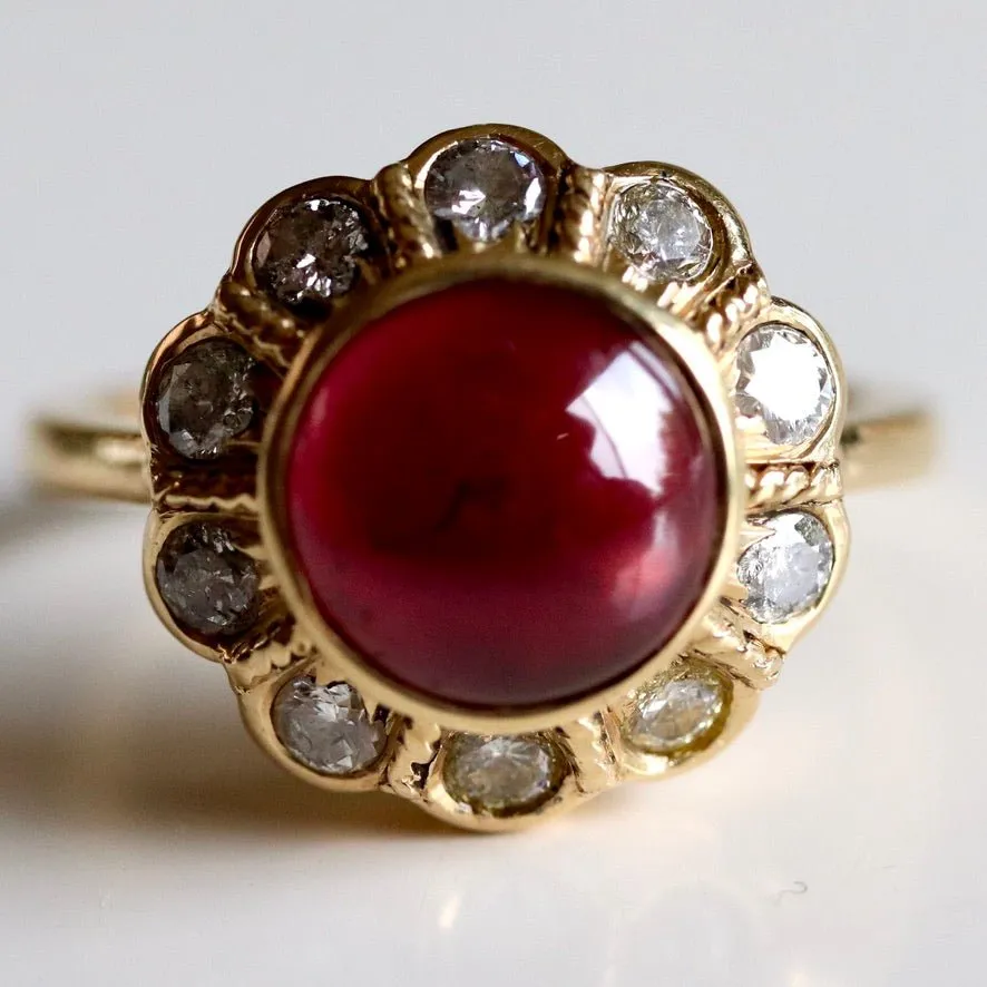 Jane Seymour 14k Gold, Garnet and Diamond Ring