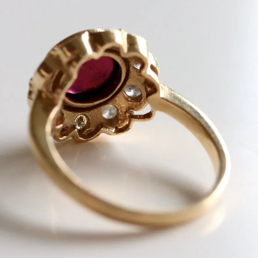 Jane Seymour 14k Gold, Garnet and Diamond Ring