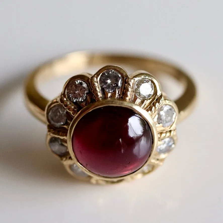 Jane Seymour 14k Gold, Garnet and Diamond Ring