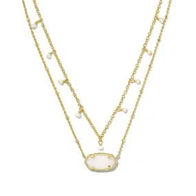 Kendra Scott Elisa Pearl Multi Strand Necklace - Gold Iridescent Drusy