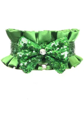 Kitten Collection Green Satin & Sequin Choker