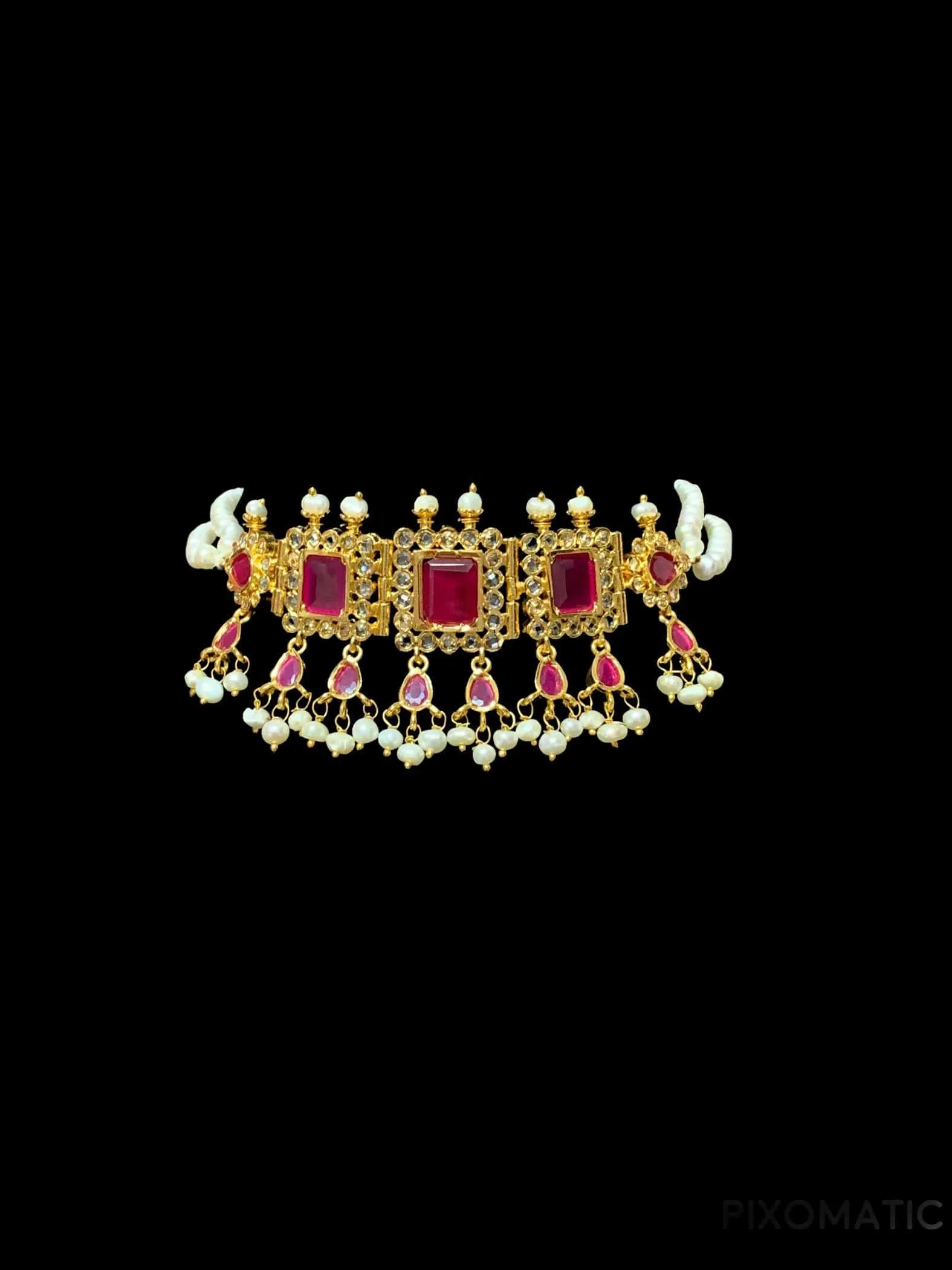 Lamisha fresh water pearl kids choker in ruby   ( SHIPS IN 3 WEEKS  )