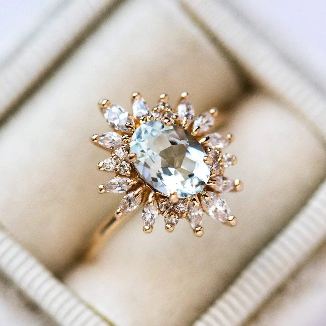 Lana Ring with Aquamarine & CZ