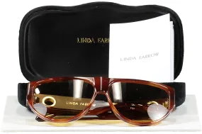 Linda Farrow Brown Elodie Flat Top Sunglasses In Tortoiseshell in case