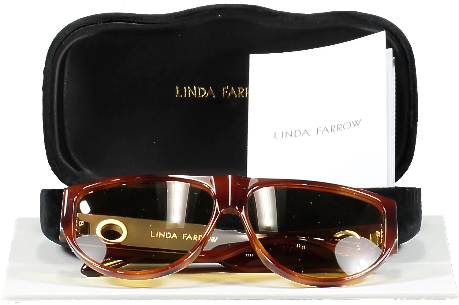 Linda Farrow Brown Elodie Flat Top Sunglasses In Tortoiseshell in case