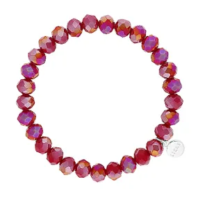 Lizas Clarksville 8mm Crystal Bracelet Rich Red