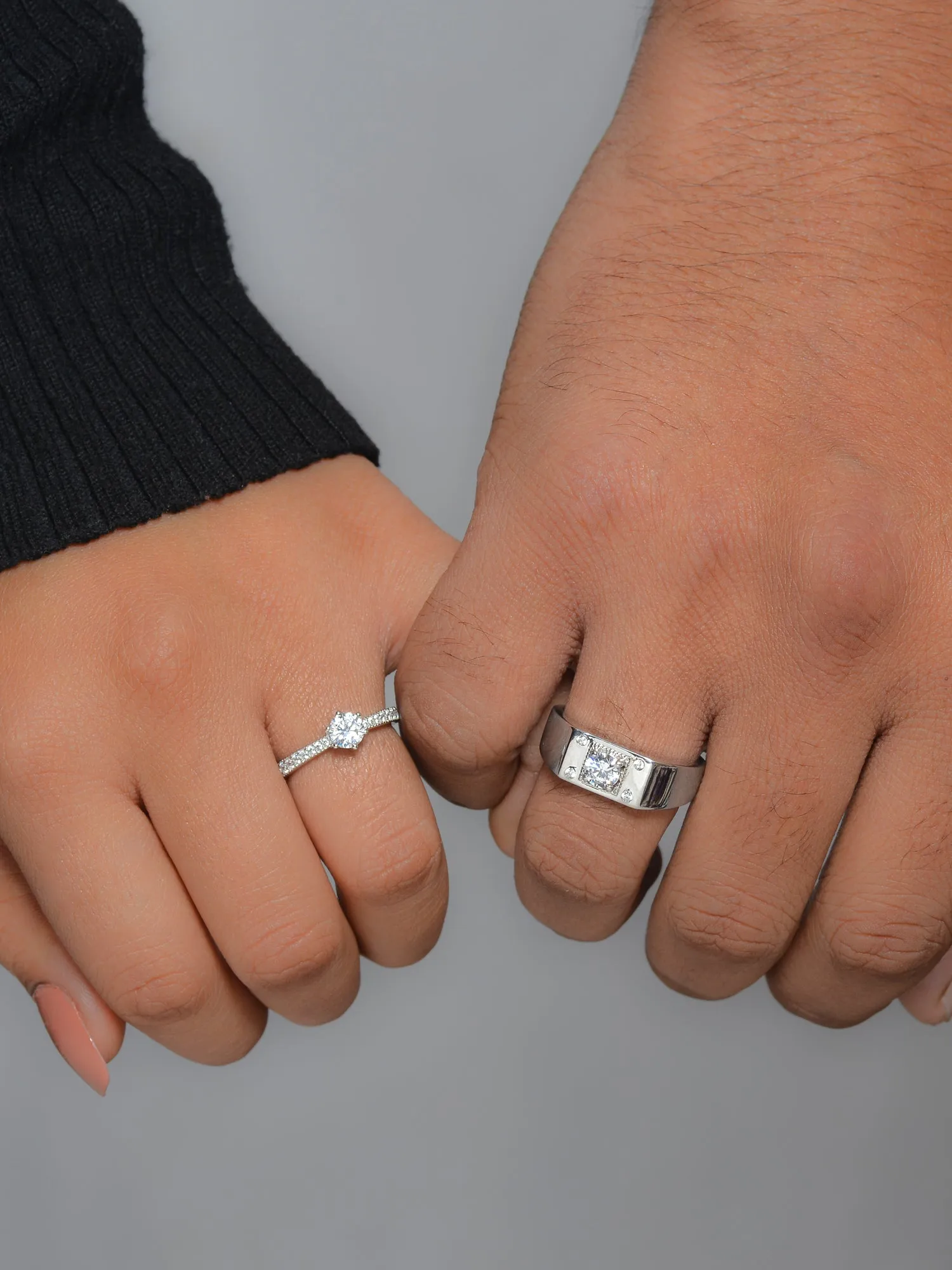 Lovers Adjustable Silver Couple Rings