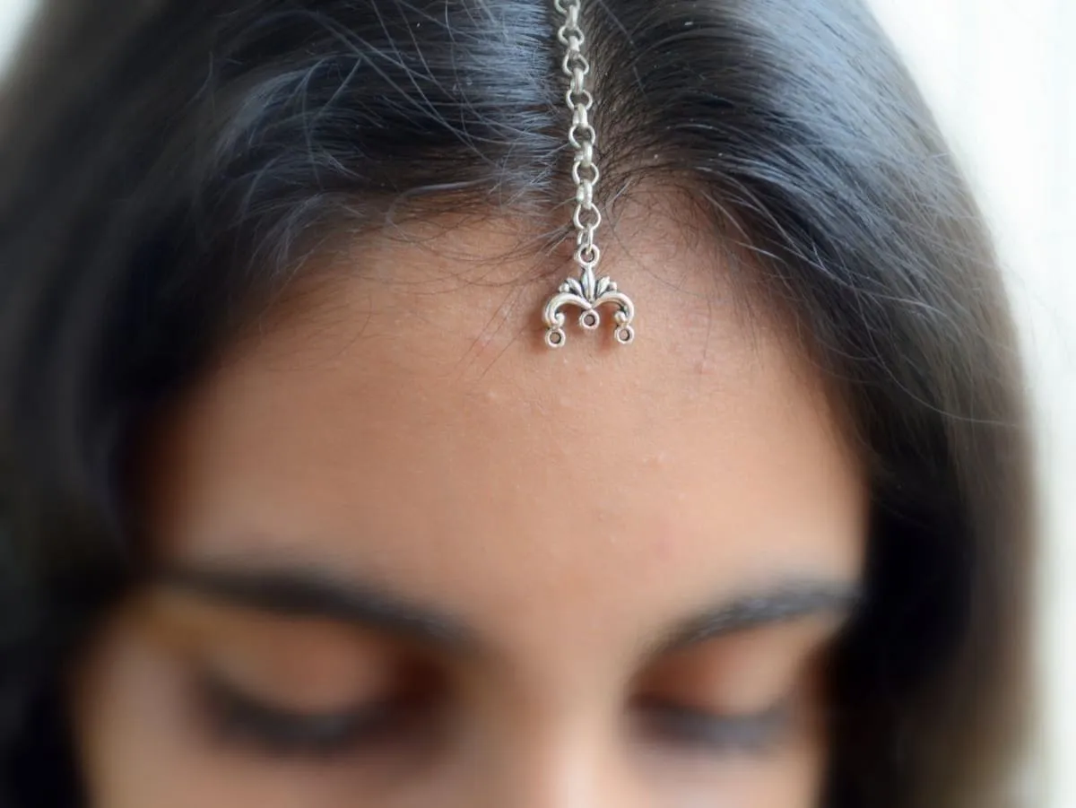 Maang Tikka Set, Indian hair accessory, minimal wedding forehead jewelry,