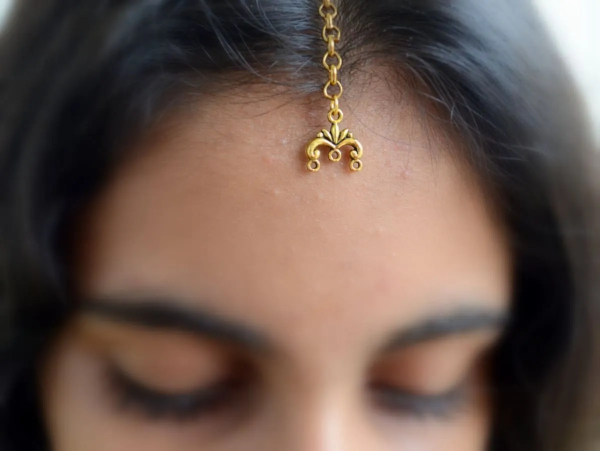 Maang Tikka Set, Indian hair accessory, minimal wedding forehead jewelry,