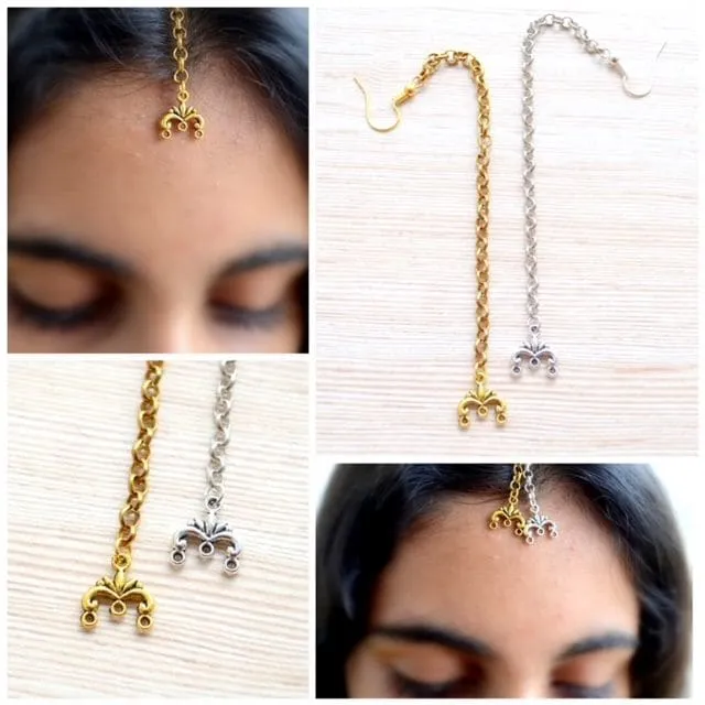 Maang Tikka Set, Indian hair accessory, minimal wedding forehead jewelry,