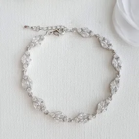 Marquise Silver Cubic Zirconia Bracelet for Bride- Hayley