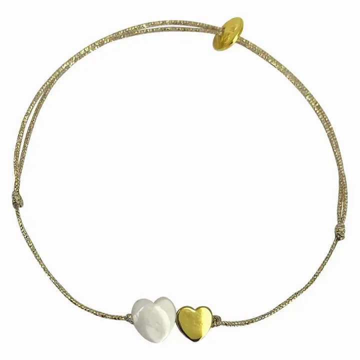 Maupiti Bracelet, Mother-Of-Pearl Heart & Gold Plated