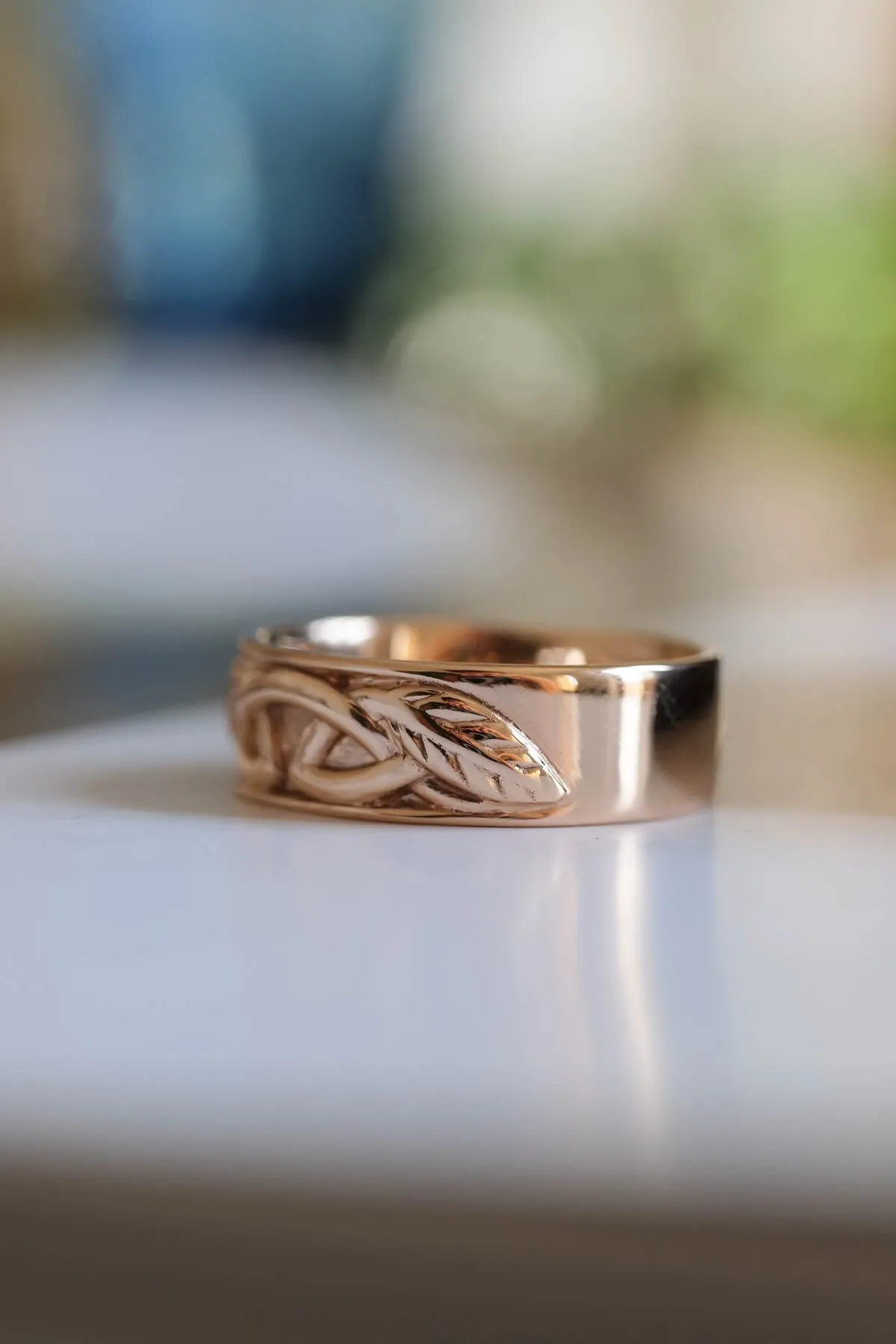 Mens Celtic knot wedding band, Irish inspired ring