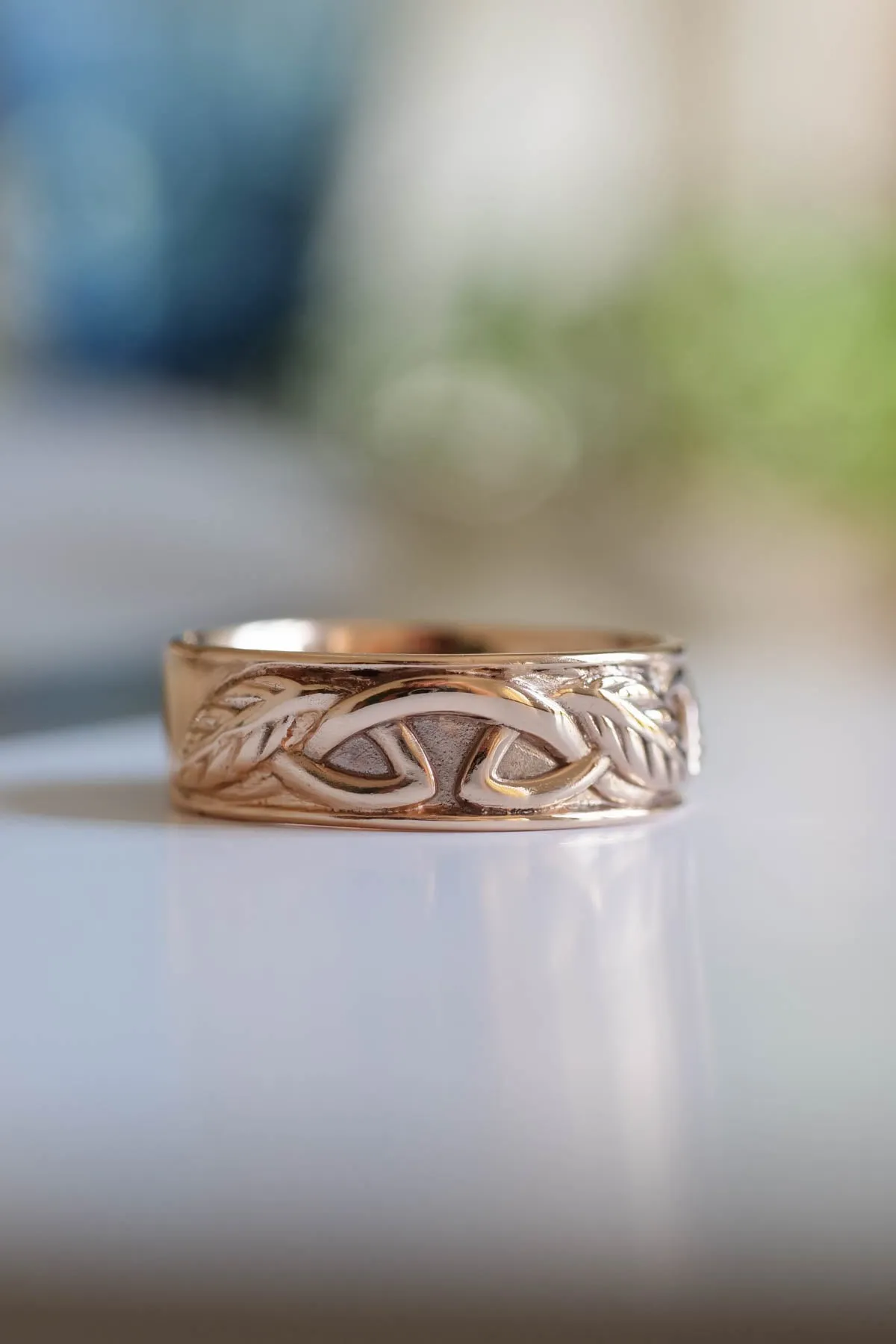 Mens Celtic knot wedding band, Irish inspired ring