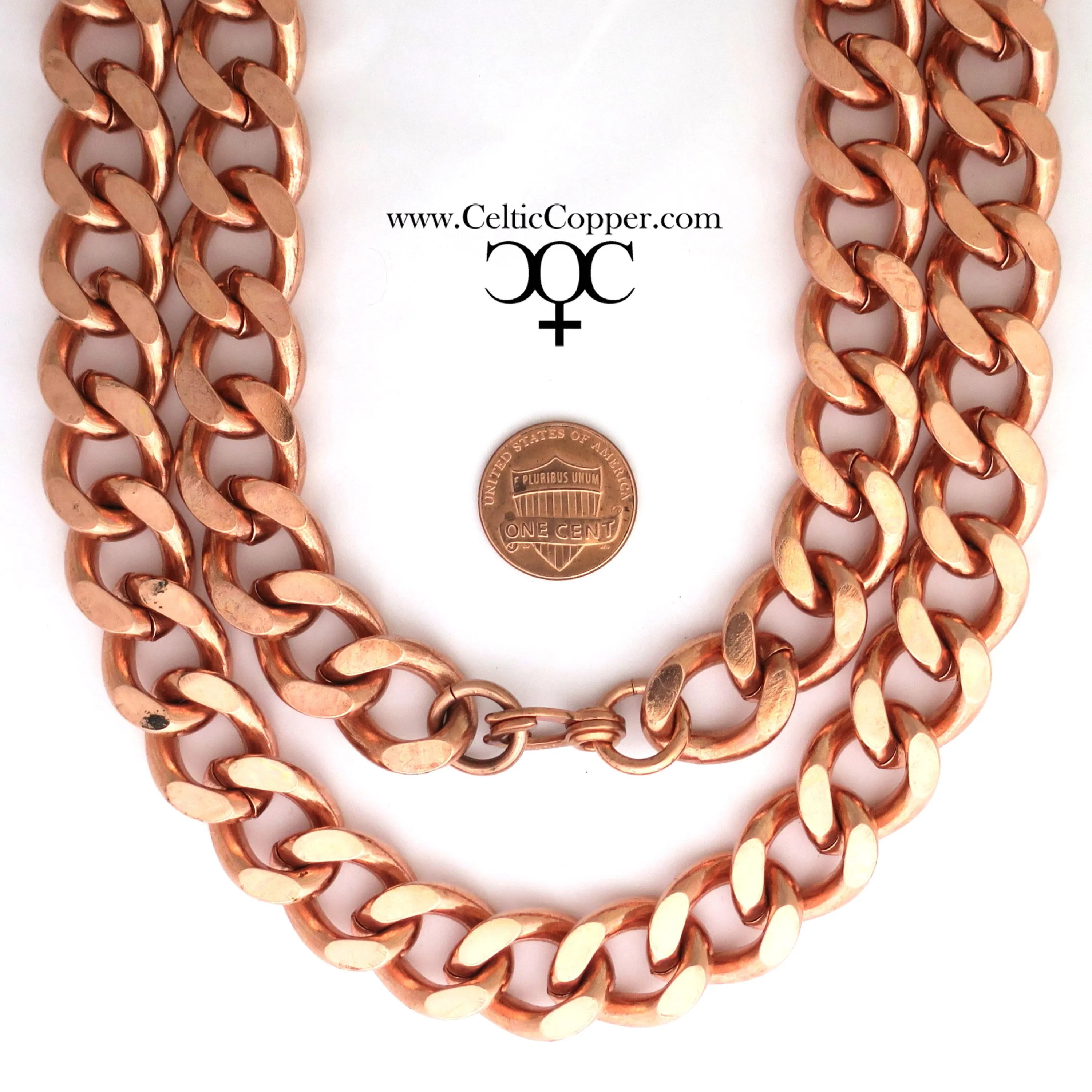 Men's Copper Chain Set Chunky 16mm Copper Cuban Curb Chain Set SET162 Solid Copper 20 Inch Copper Necklace Matching Bracelet Chain