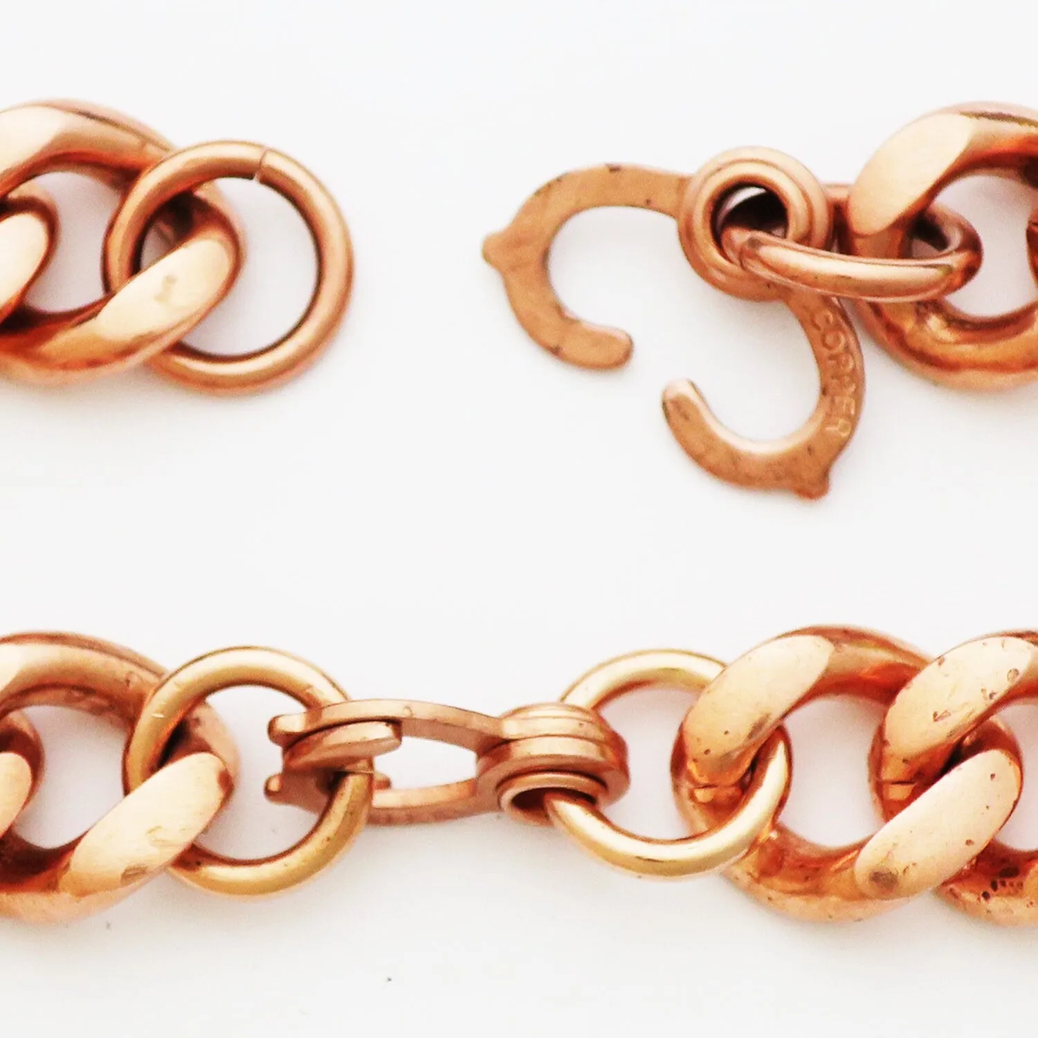 Men's Copper Chain Set Chunky 16mm Copper Cuban Curb Chain Set SET162 Solid Copper 20 Inch Copper Necklace Matching Bracelet Chain